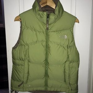 Green The North Face Puffer Vest